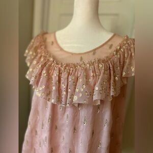 Rebecca Taylor silk blouse with gold thread size 10 Gorgeous!